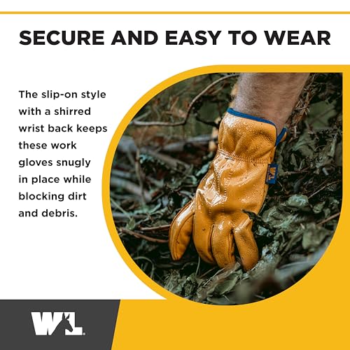 Wells Lamont Men's Slip-On HydraHyde Leather Work Gloves – Water-Resistant, Breathable, Durable – Ideal for Gardening, Landscaping, Ranching – Heavy Duty Leather Work Gloves – Saddletan, X-Large - size: X-Large (Pack of 1), style: Slip-on