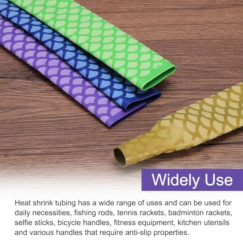 MECCANIXITY 4Pcs 3.3ft 0.6" Dia Heat Shrink Tubing for Fishing Rods, 15mm 1.8:1 Fish Scale Pattern Heat Shrink Wrap Handle Rod Grip with Anti-Slip Waterproof Insulation, Blue - color: Blue, size: 15mm