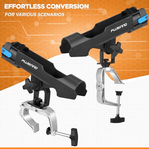 PLUSINNO Fishing Boat Rods Holder Large Clamp Opening 360 Degree Adjustable Fishing Rod Racks Folding Holder - color: RH20 MAX OPENING 1.97 inch 2PACK