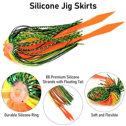 Dr.Fish 15 Pack Replacement Jig Skirts with Tail 88-Strands Silicone Quick Change Fishing Umbrella Skirts for Spinnerbaits Bass Jig Lure Making Supplies - color: Magic Craw-15 Pack