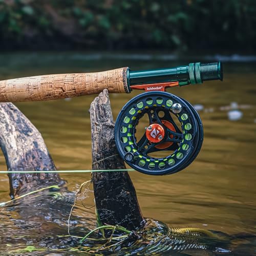 Kylebooker Fly Fishing Rod with Reel Combo Kit 3/4/5/6/7/8 Weight Starter Fly Fishing Outfit with Rod Bag - size: 4wt 8‘0“ 4pc Rod,3/4 Reel