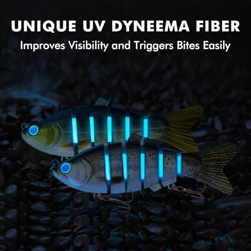 TRUSCEND Swimmax Easy Catch Fishing Lures with BKK Hooks, Wiggling, Vibrating, Rattling and Gurgling for More Bites, Heavy-Duty Dyneema Fiber Jointed Swimbaits for Bass, Trout, Crappie, Walleye, Pike - color: A4-4.5",1oz