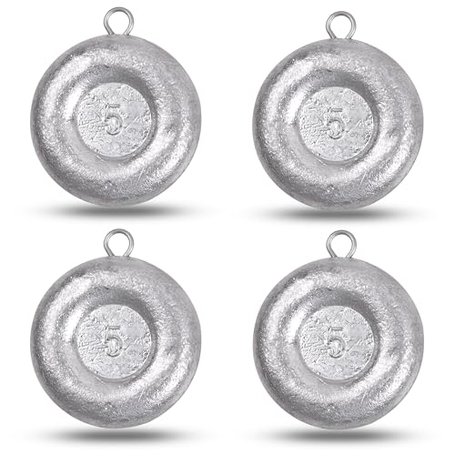 Disc Sinkers Fishing Weights, Coin Fishing Sinkers Weights Saltwater Surf Fishing Weights Bottom Drifting Trolling Catfishing Fishing Sinkers Saltwater Gear Tackle 1oz 2oz 3oz 4oz 5oz 6oz 8oz - style: 5 Ounce, 4 Pack