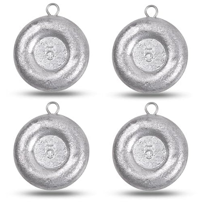 Disc Sinkers Fishing Weights, Coin Fishing Sinkers Weights Saltwater Surf Fishing Weights Bottom Drifting Trolling Catfishing Fishing Sinkers Saltwater Gear Tackle 1oz 2oz 3oz 4oz 5oz 6oz 8oz - style: 5 Ounce, 4 Pack