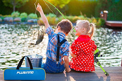 PLUSINNO Kids Fishing Pole with Spincast Reel Telescopic Fishing Rod Combo Full Kits for Boys, Girls, and Adults - color: Green, size: 4FT / 1.2M
