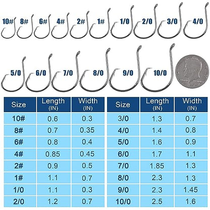 Circle Hooks Fishing Hooks Tackle - 120pcs 2X Strong Saltwater Fishing Hooks Octopus Circle Hooks Customized Offset Sport Circle Hook for Catfish Bass Size 10-10/0 - size: 120pcs 8/0