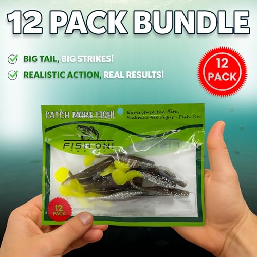 Soft Plastic Paddle Tail Swimbaits – 3 1/4", 4" & 5" Soft Plastic Fishing Lures with Extra-Large Tail for Lifelike Swimming Action – Freshwater & Saltwater - color: Oliver Twist with Chartreuse Tail, size: 3 1/4 Inch - 12 Pack