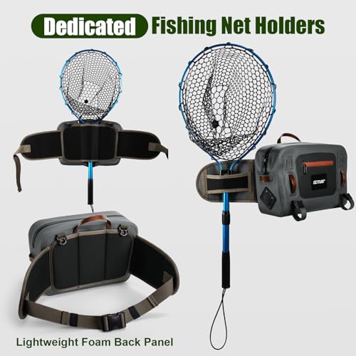 Goture Waterproof Fishing Waist Pack,IPX8 840D TPU Large Tackle Bag with Rod Holder,Airtight Zipper Closure,Detachable Water Bottle Holder, 10L Fly Fishing Bag with Adjustable Strap,Sling Fanny Pack - color: B2:10L Gray Waterproof Tackle Bag