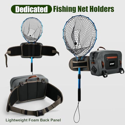 Goture Waterproof Fishing Waist Pack,IPX8 840D TPU Large Tackle Bag with Rod Holder,Airtight Zipper Closure,Detachable Water Bottle Holder, 10L Fly Fishing Bag with Adjustable Strap,Sling Fanny Pack - color: B2:10L Gray Waterproof Tackle Bag