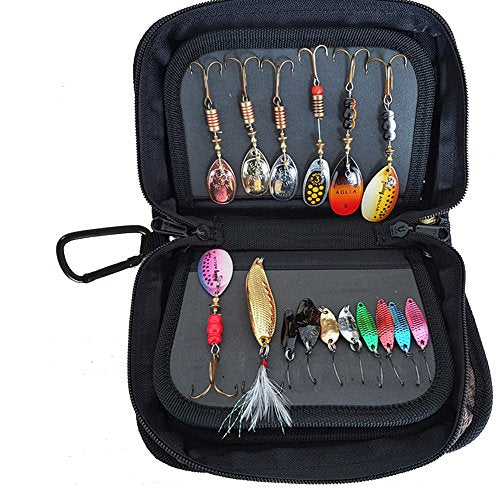 Kylebooker Fishing Lure Storage Bag Spinner Baits Wallet Case | Micro Flies Jig Hooks Box - color: Black