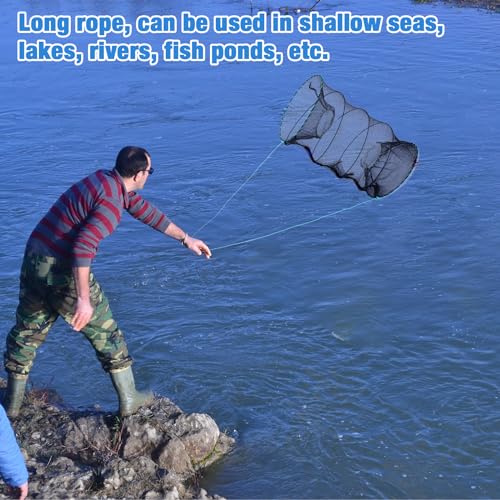 7 Pcs Fish Trap Minnow Trap Crab Trap Crawfish Trap Lobster Trap and Portable Folded Fishing Accessories 60 Inch Fishing Landing Net for Fishing