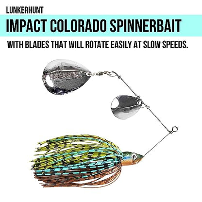 Lunkerhunt Spinner Baits for Bass Fishing with Skirt Jig | Double Willow Leaf Metal Blade Spinning Fishing Lure Bait Emits High Vibration Attracts and Cast Big Fish | Effective Swim Bass Jigs Plastic - color: Cabbage