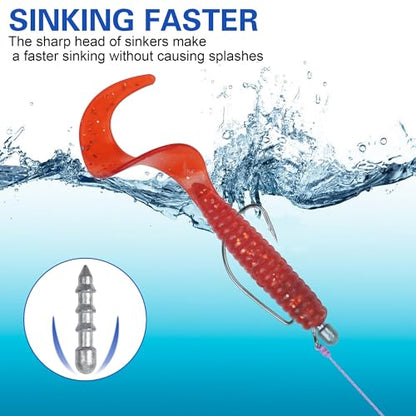 Fishing Weights Sinkers for Bass Fishing Tackle Insert Sinker for Fishing Lures Lead Fishing Nail Weight for Plastic Worm Soft Plastic Baits Neko Rig Wacky Rig Size 1/32oz 1/25oz 1/16oz 1/8oz - size: 1.75g - 25 PACK