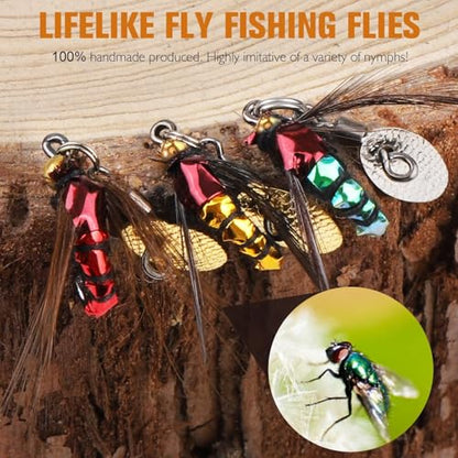 Dovesun Fly Fishing Lures Fly Fishing Flies Wet Fishing Flies Fishing Lures Fishing Spinner for Bass Sunfish Pike Trout 5PCS/10PCS - color: Fly-5pcs, size: Size8#
