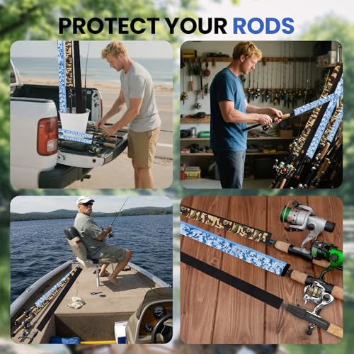 Neoprene Camo Fishing Rod Sleeves,Fishing Pole Sleeves,Fishing Rod Socks | UV Resistance,Puncture Resistant, Protect Casting, Spinning, Trolling Fishing Rods, Storage, tangled-free,75in,68in,60in - color: 2-Blue camo, size: 69"