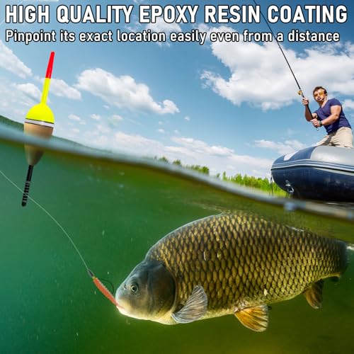 Alwonder 4-Pack Fishing Bobbers Floats, Buoyant Balsa Wood Body Spring Fishing Floats and Bobbers, Oval Bobber for Crappie Bluegill Trout Bass Panfish Catfish Walleye - size: #3: 2.2" * 1"