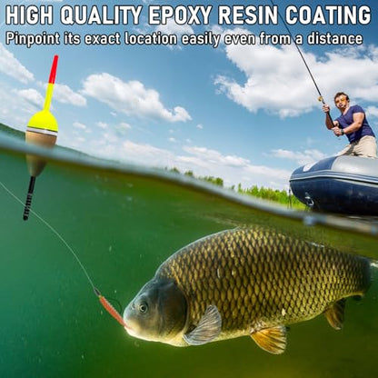Alwonder 4-Pack Fishing Bobbers Floats, Buoyant Balsa Wood Body Spring Fishing Floats and Bobbers, Oval Bobber for Crappie Bluegill Trout Bass Panfish Catfish Walleye - size: Mixed: 1.5", 2", 2.2",2.4"