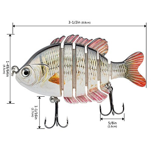 BASSDASH SwimPanfish Multi Jointed Panfish Bluegill Swimbaits Hard Topwater Bass Lures Fishing Lure Crank Saltwater 3.5in/0.85oz - color: Carp