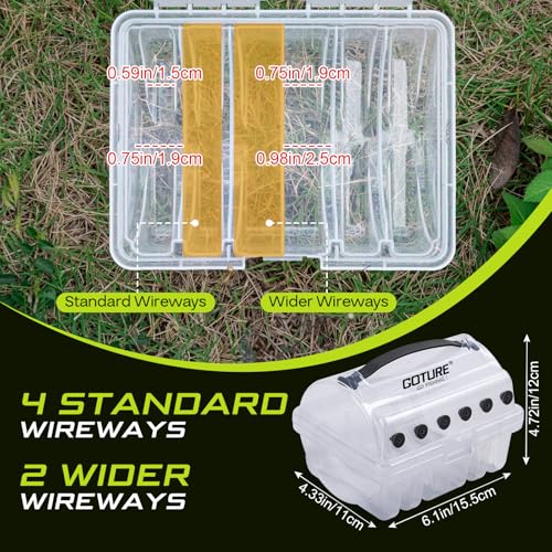 Goture Fishing Line Storage Box 1/2Pcs, 6(2 Large + 4 Standard) Slots Fishing Line Case, PP Clear Visibility Fishing Line Organizer, Silicone Holes Line Spool Box - style: 1set - 1pc Spool Storage Box + 6pcs Fishing Line