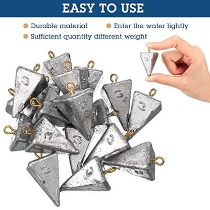 Shimeyao 18 Pieces Pyramid Sinkers Fishing Weights Triangle Fishing Sinkers Rig Pyramid Sinker for Ocean Saltwater Surf Bass Casting Gear Tackle - size: 3 oz