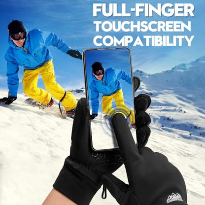 Bruvoalon Winter Gloves for Women & Men, 3M Thermal Insulation, Lycra Fabric, Touchscreen, Anti-Slip - color: Black, size: X-Large