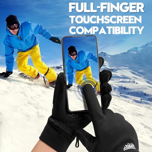 Bruvoalon Winter Gloves for Women & Men, 3M Thermal Insulation, Lycra Fabric, Touchscreen, Anti-Slip - color: Black, size: Small