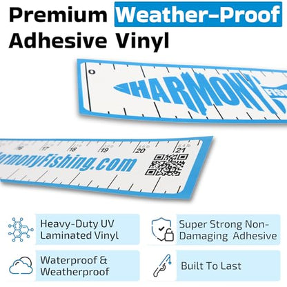 Harmony Fishing - Pro-Series 21" Bass Fishing Ruler Decal with Weight Estimator (3 Pack)