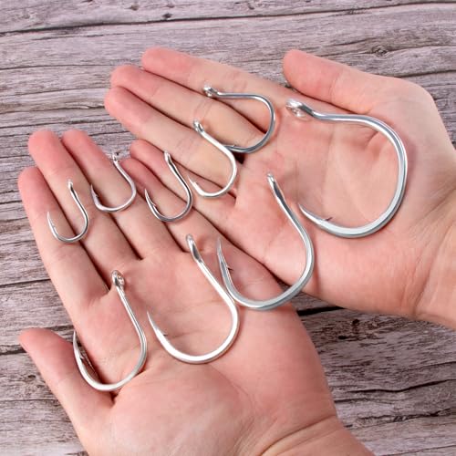 Alwonder Fishing Circle Hooks 5X Strong Catfish Octopus Livebait Hooks, High Carbon Steel Welded Fishing Hook Jigging Replacement Hook for Freshwater Saltwater Trolling Tackle Tuna, Marlin, Wahoo - size: #7/0 - 5 Pack