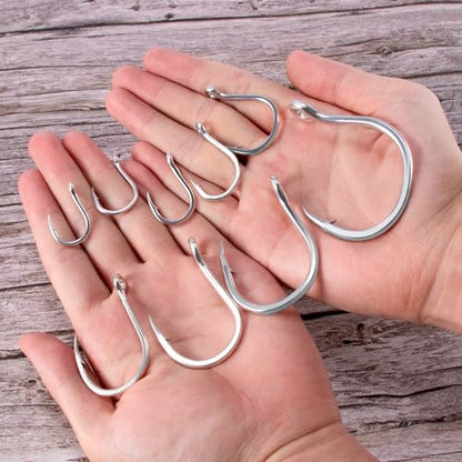 Alwonder Fishing Circle Hooks 5X Strong Catfish Octopus Livebait Hooks, High Carbon Steel Welded Fishing Hook Jigging Replacement Hook for Freshwater Saltwater Trolling Tackle Tuna, Marlin, Wahoo - size: #7/0 - 5 Pack