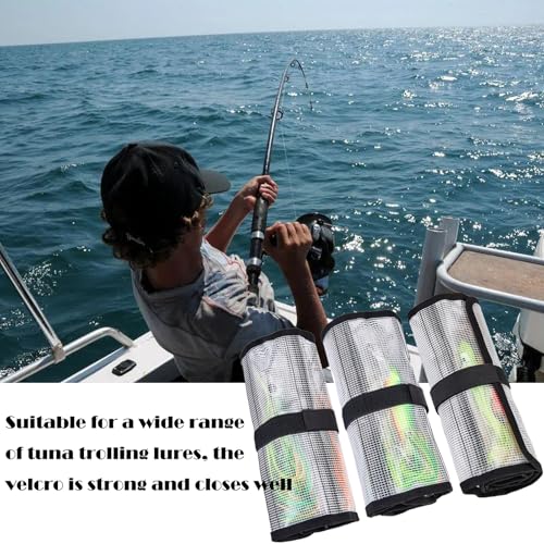 Roll Up Fishing Lure Wraps Set-Durable Lure Bag 6 Pocket PVC Protective Cover Saltwater Hook Covers Fabric Lure Protector Trolling Lure Tackle Box - color: Clear 1-pack, size: 24" X 9"