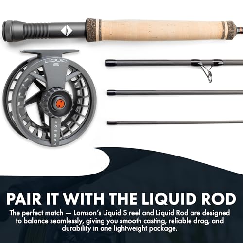 LAMSON | Liquid S-Series Fly Fishing Reel 3 Pack | All-Water | 1 Reel & 2 Bonus Spools + Carrying Case | Large Arbor, Powerful Sealed Drag, Pressure Cast Aluminum - color: SMOKE, size: -9+