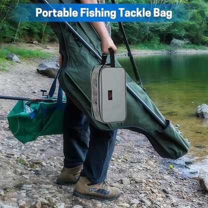 VISEMAN Fishing Tackle Bag, Waterproof Bait Storage Bag, Tackle Organizer | Fishing Bait Bag with Transparent Window for Crappie and Bass Fishing - color: Gray