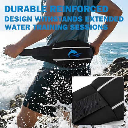 YOTAN Swim Belt for Adults, Flotation Belt with Reflective Strips, Adjustable 3 Section Buoyancy Flotation Swimming Belts, Pool Exercise Equipment for Water Aerobic, Aqua Jogging, Low-Impact Workout - size: Large