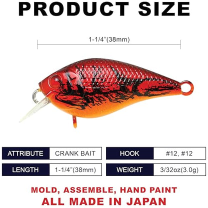 Lucky Craft LC 0.3 Squarebill Crankbait, Silent Fishing Lure for Bass Trout and Pike, Made in Japan, Freshwater Fishing Gear, Hard Bait Bass Lures - color: 137 to Craw