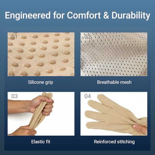 Men Summer Driving Gloves Breathable UV Sun Gloves Light Weight Cotton Gloves - color: Khaki