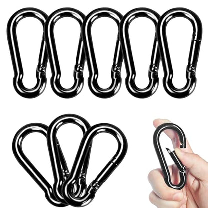 Carabiner Clips Black Twours Spring Snap Hooks Small Carabiners Heavy Duty Galvanized Steel Quick Links for Rust-Resistant Keychain Clips Outdoor Hiking Camping Hammock Fishing 1.56" 1.97" 2.36" 3.15" - size: 2.36inch(M6)--8pcs