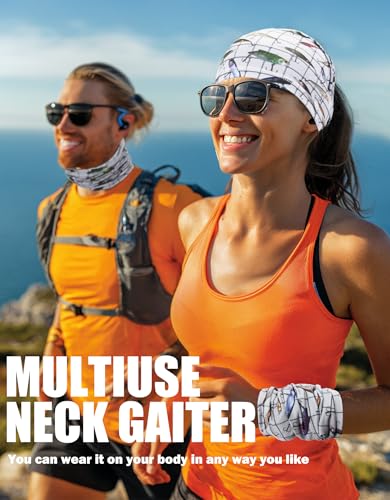 JHYWELL Cooling Neck Gaiter Face Mask, UV Protection Masks Gator, Windproof Bandana for Skiing, Fishing, Hiking, Cycling - color: Fish Wish