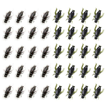 40 Pcs 2 Colors Black Cricket Shape Fishing Soft Lures Super Simulate Insect Artificial Bait
