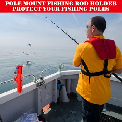 Seenelling Fishing Rod Holder for Bike Rack Pole Mount Rotatable Fishing Chair Pole Holders with Clamp for Boat Bicycle Motorcycle Kayak Cart - color: Red