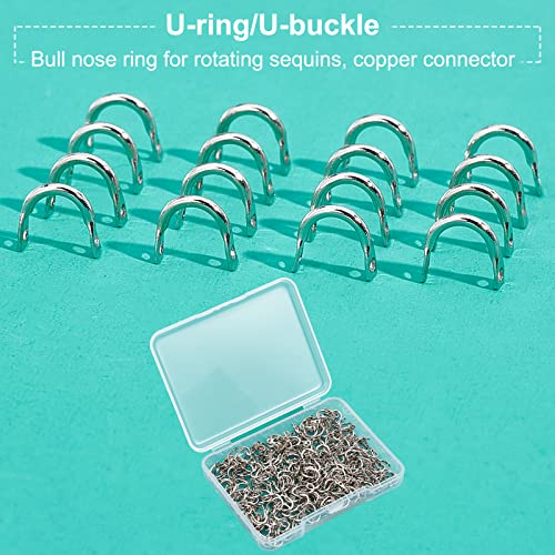 SUPERFINDINGS 300Pcs Fishing Spinner Clevis U Shaped Spinnerbait Clevis Platinum Brass Links Easy Spin Spinner Clevis Spinner Change Spinner Clevis for Lure Making, Hole: 1mm - color: Platinum