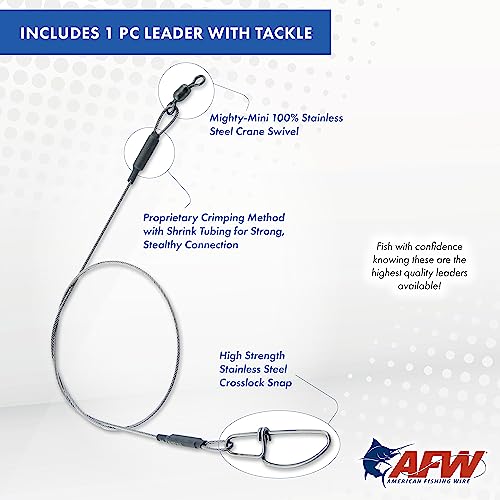 AFW Titanium Surfstrand, Bare 1x7 Fishing Leaders - style: 18 In, 30 Lb /.017 in