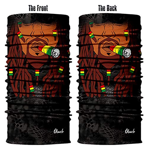 Obacle Bandana Face Mask Neck Gaiter Tube Mask Men Women for Sun Dust Protection - color: Brown Sharp Face With Colorful Cigar