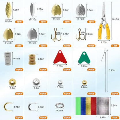 Fishing Lure Making Kit, 246pcs DIY Spinner Making Supplies Inline Spinnerbait with Fishing Pliers Make Your Own Fishing Lures Spinner Baits for Bass Trout Salmon Freshwater Gift for Men