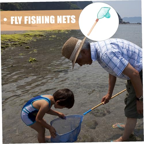 Wood Handle Fishing Net 30cm Small Frame with Large Mesh Netting for Outdoor and Household Fishing Handheld Fish Landing Net Accessory for Freshwater