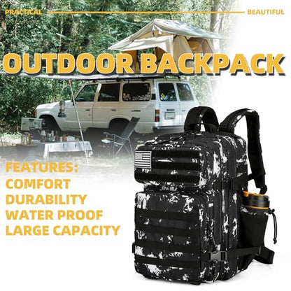 Lovelinks21 25L Tactical Backpack for Men and Women Military Backpack Small Assault Pack Molle Backpack Bug Out Bag Travel Rucksack Daypack (Black Lightning) - color: Black Lightning