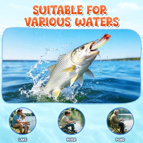 25-in-1 Fishing Lures Kit, Surprise Fishing Bait Set with Poppers, Minnows, Crankbait, Frogs & Shrimp, Freshwater Saltwater Fish Tackle Gear Gifts for Men Father Husband - size: Large