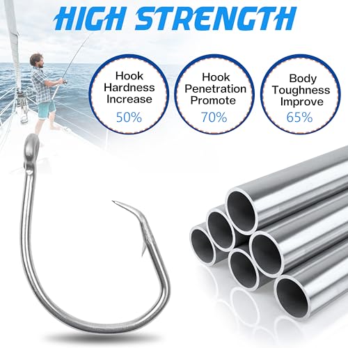Stainless Steel Tuna Circle Hooks, 30pcs 3X Strong Saltwater Hooks Ultra Sharp for Tuna Marlin Swordfish Sharks, Size 5/0-10/0 - size: 8/0 _ 30pack