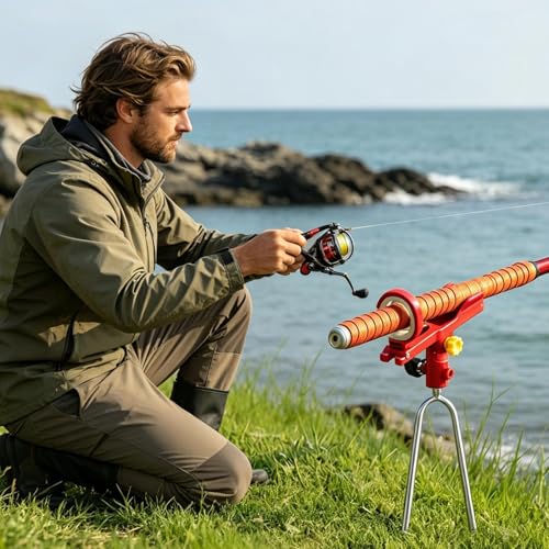 Fishing Rod Holder Angling Pole Mount Rack with Ground Spikes | Surf Fishing Rod Holder for Boat Shore Kayak Pontoon Dock Surf Beach - color: Red