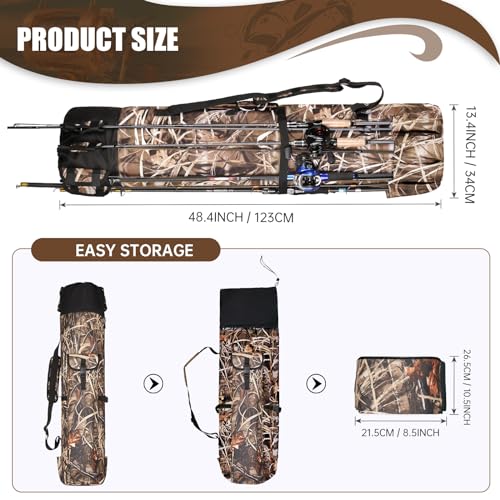 Fishing Pole Bag Rod Case, Folding Fishing Pole Bag Fishing Gear - color: Camouflage