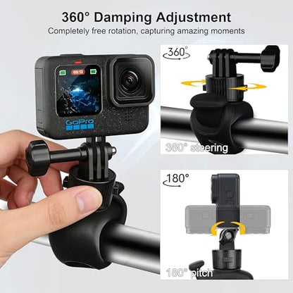 Quick Release 360° Flexible Camera Mount Wrap Band, Flexi Strap Mount, Bike Motorcycle Handlebar Roll Bar Tube Stick Pole Ski Clip Holder for GoPro/Insta360/DJI/Xtra Muse/AKASO Action Cameras - color: S5607